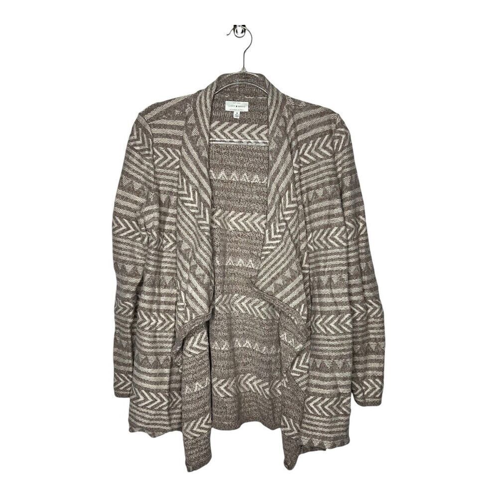 Lucky Brand Sweater Womens Medium Cardigan Open Front Tribal Print Boho Layering